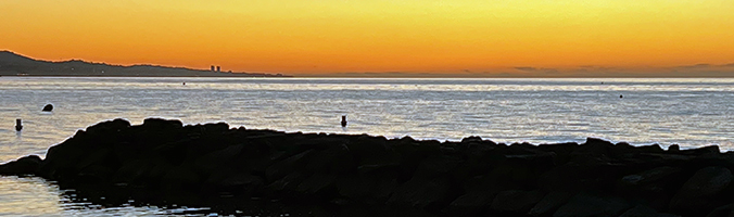Sunrise on the beach in Marbella, Spain.