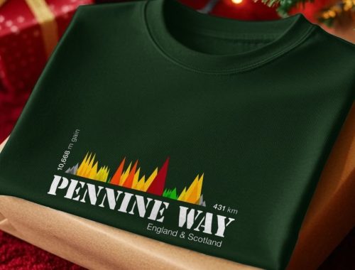 T-shirt showing graphic image of Pennine Way climb